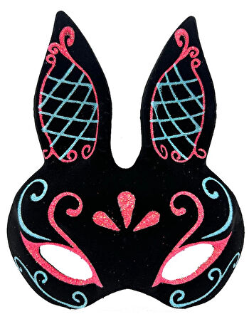 Siyah Mavi Kırmızı Tavşan Maskesi