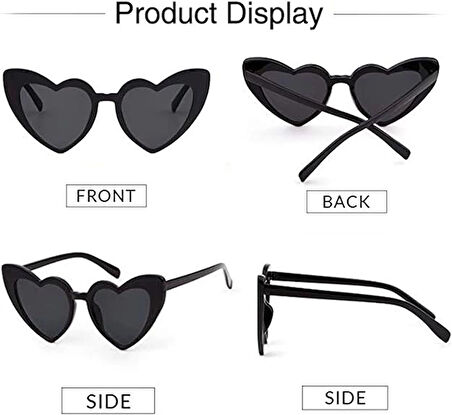 Siyah Renk Kalp Şekilli Parti Gözlüğü
