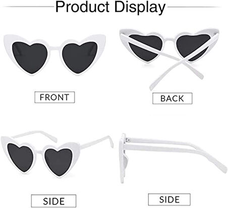 Beyaz Renk Kalp Şekilli Parti Gözlüğü