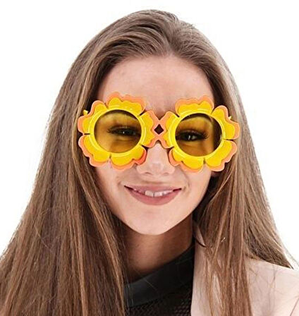 Papatya Şekilli Turuncu Sarı Hawaii Parti Gözlüğü