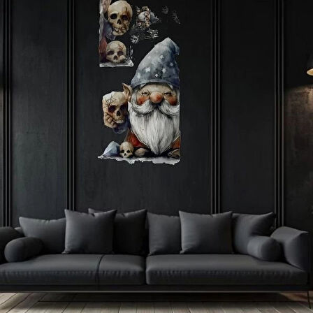 Gotik Cüce ve Kafatası Halloween Duvar Sticker Seti