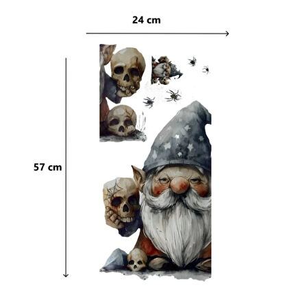 Gotik Cüce ve Kafatası Halloween Duvar Sticker Seti