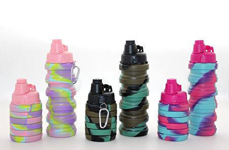 Katlanabilir Portatif Silikon Su Şişesi 500 Ml Model 2
