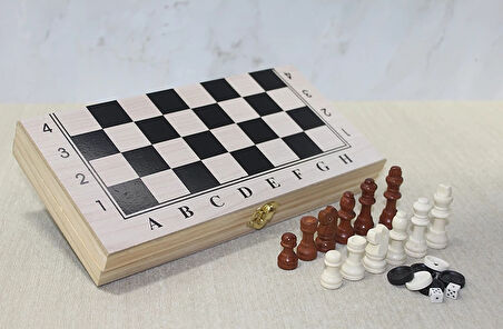 Ahşap Kutulu Satranç Tavla Seti Model 1