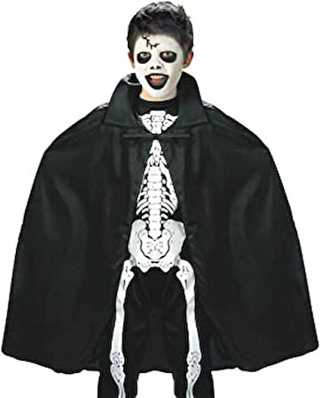 Siyah Renk Yakalı Halloween Pelerini 90 cm