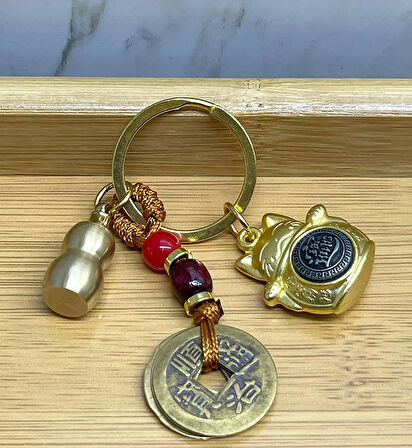 Metal Şans Ve Bereket Kedisi Anahtarlık Model 3