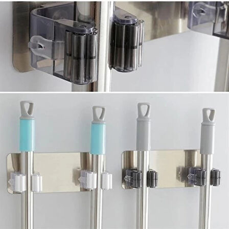 BUFFER® Pratik Organizer 4lü Yapışkanlı Fırça Paspas Mop Fırça Sabitleyici Ergonomik Alet Aparatı