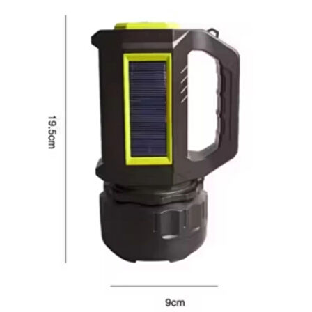 BUFFER®  Şarjlı LED El Feneri 10W Taşınabilir Acil Durum Lambası USB Şarjlı & Yan COB Işıklı