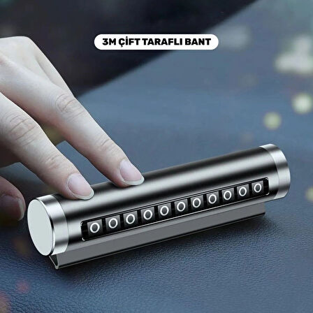 BUFFER® Alüminyum Kasa Siyah Renk Çevirmeli Araç Içi Telefon Numaratörü Park Oto Numaratörü