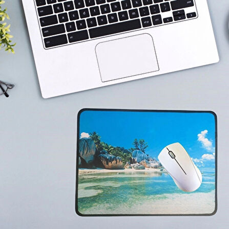 BUFFER® 25x32 cm Küçük Boy Mouse Pad Manzara Ada