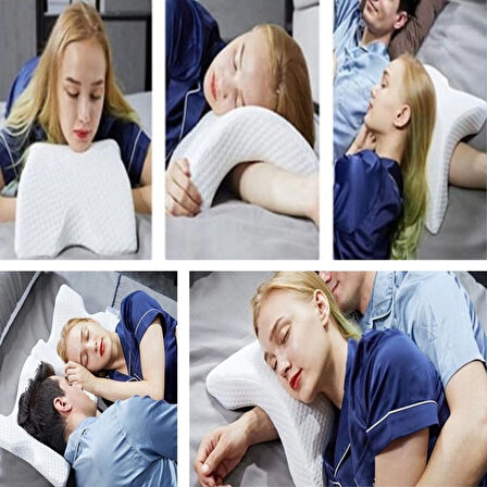 BUFFER® % 100 Visco Kavisli Ortopedik Yıkanabilir Kumaş Kılıflı Bel Boyun Bacak Ağrıları İçin Yastık