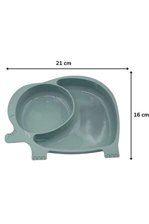 BUFFER® Bebek ve Çocuk için Sevimli Fil Model Desenli Yemek Bebek Mama Kabı Bölmeli Tabak