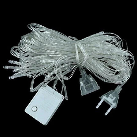 BUFFER® 1x2 Metre Dekoratif File Ağ Perde 192 LED 8 Animasyonlu Farklı Işık Modu RGB Fişli