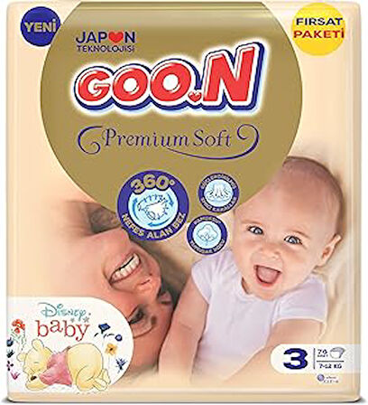 Goon Bebek Bezi Premium Soft 3 Beden Fırsat Paketi 76 Adet 7-12 kg No_color 3 Beden