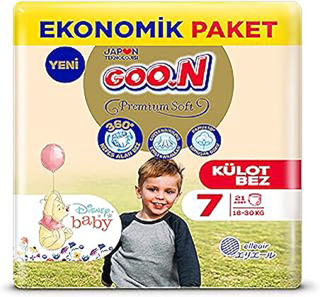 GOON, Goo.N Premium Soft 7 Beden 18-30 Kg Ekonomik Paket Külot Bez, 4902011863123, 21 Adet, Standart