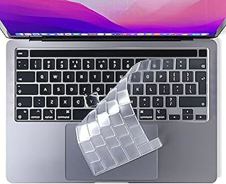 Macbook Pro 13'' M1 / M2 Çip 2020-2021-2022 Yılları ve Model Kodları ile Uyumlu Mat Buzlu Şeffaf Su Geçirmez Silikon Klavye Koruyucu