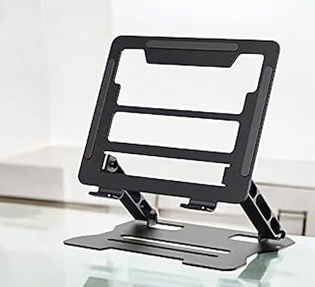 Deppo Trend Laptop/Notebook/Macbook ile Uyumlu Yüksek Kalite Katlanabilir Yükseklik Ayarlı Metal Masa Üstü Tablet Laptop Standı