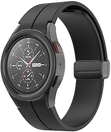 Galaxy Watch 5 Pro ile uyumlu Kayış Katlanabilir Toka Single Line 44mm Galaxy Watch 5 Pro ile uyumlu Kordon Siyah