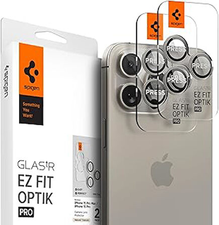 iPhone 16 Pro Max / 16 Pro / 15 Pro Max / 15 Pro / 14 Pro Max / 14 Pro Kamera Lens Camı Koruyucu Glas.tR EZ Fit Optik Pro Natural Titanium - AGL07163