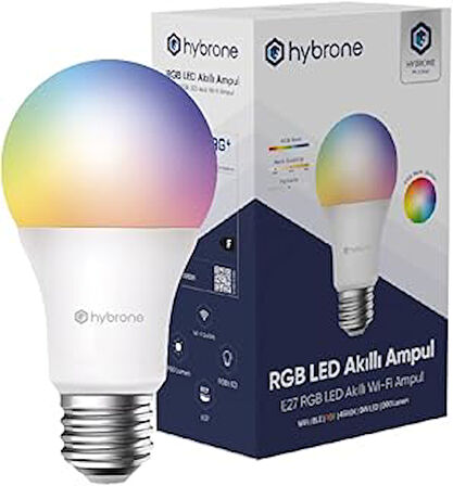 Hybrone LED RGB Wİ-Fi Akıllı Ampul, 16 Milyon Renk, 900 Lümen, E27 Duy, Uygulama ile Uzaktan Kontrol