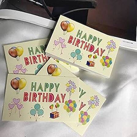 casalinghi Happy Birthday Card Doğum Günü Kartları Mutlu Yıllar Özel Gün Kartı Mesaj Kartı Kutlama Kartı 8x5 Cm - 10 Adet