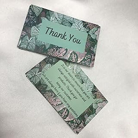 bisaccia Green Thank You Business Card E Ticaret Hediye Kartı Çift Taraflı Müşteri Memnuniyeti Gift Card 10 Adet