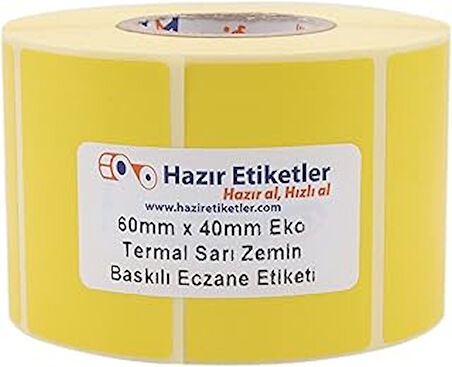 hazır etiketler , hazır al hızlı al İlaç Tarif Etiketi Eko Termal 60mm x 40mm Ruloda 1000 Adet 40mm Kuka Çapında, İlaç Reçete