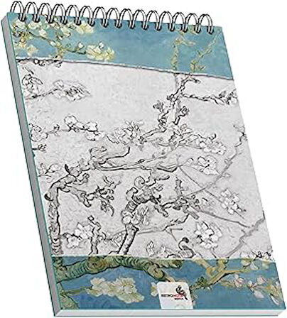 Retronote Almond Blossoms, Van Gogh 1890, A4 Eskiz Defter II, Çizgisiz, 50 Sayfa, 100 gram, Beyaz Renk, Spiralli, Sketchbook