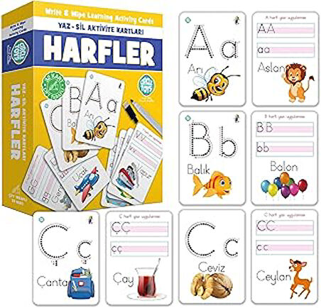 Circle Toys Harfler Yaz-Sil Aktivite Kartları Çift Taraflı 32Kart