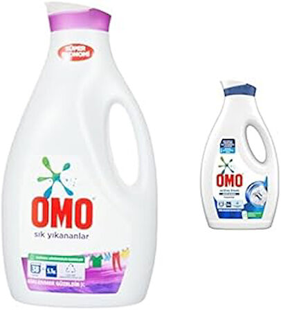 Omo Sıvı Sık Yıkananlar Çamaşır Deterjanı, 2470 ml, 38 Yıkama ve Omo Active Fresh Cold Power Beyazlar İçin Sıvı Çamaşır Deterjanı 1690 ml