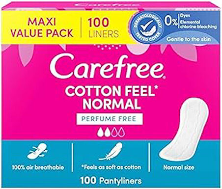 Carefree Normal Cotton Parfümsüz 100'lü Günlük Ped