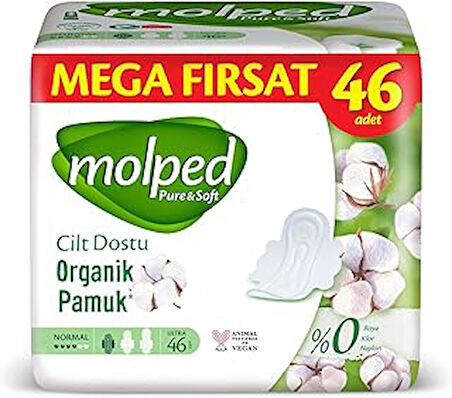 Molped Pure&Soft Ultra Hijyenik Ped Normal Mega Fırsat 46 Adet, Kanatlı