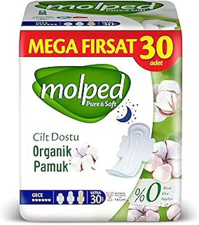 Molped Pure&Soft Ultra Hijyenik Ped Gece Mega Fırsat 30 Adet