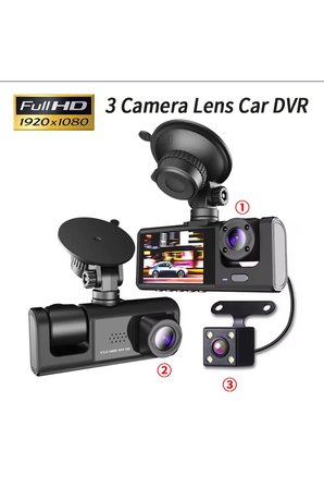3 Kanal Araba DVR HD 1080P 3 Lensli Araç İçi KameraÜç Yönlü Kamera DVR araç kamera