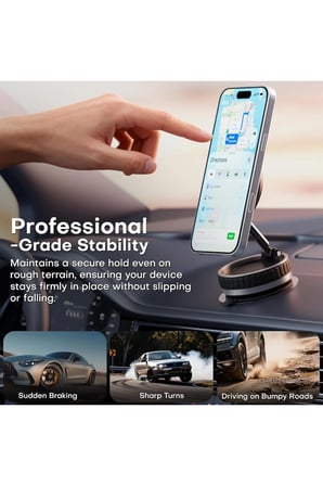 360 Dönebilen Telefon Tutucu - Ayarlanabilir Mıknatıslı Vakumlu Araç İçi Telefon Tutucu