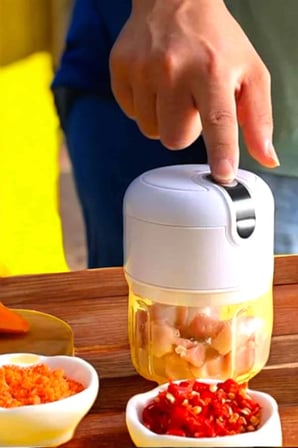 Şarjlı Portatif Doğrayıcı Mini Pratik Rondo El Doğrayıcı Üç Bıçaklı Çelik Bıçaklı