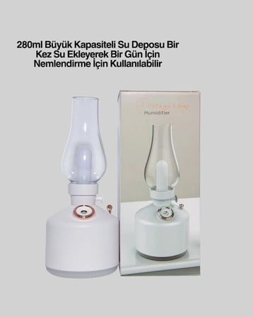 Kablosuz Retro Buhar Makinesi Gaz Lambası Tasarım Ledli Difüzör