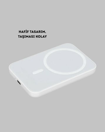 MagSafe Uyumlu Kablosuz Powerbank – Güçlü Mıknatıs, Hızlı Şarj, Kompakt Tasarım