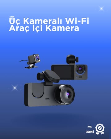 Gelişmiş G-Sensörlü Üçlü Araç Kamerası – 5” LCD Ekran ve Hareket Algılama