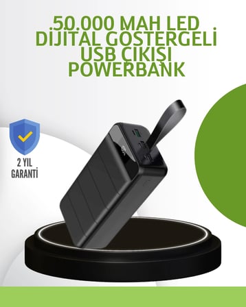 Ultra Güçlü 50.000 mAh Powerbank – LED Ekranlı, Çoklu Bağlantı Seçenekli, Akıllı Koruma Sistemli Şar