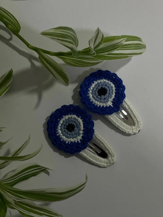 El Örgüsü Nazar Boncuklu Çıtçıt Toka - 2'li Set