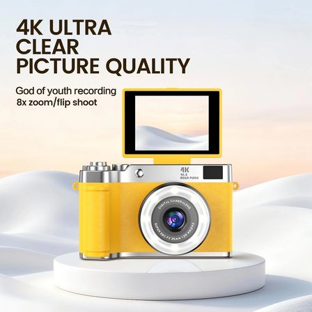 MEPA Najmaddin 4k Çantalı Dijital Retro Video Kamera 48mp 16x Zoom Işıklı (32gb) Kart Dijital Fotoğraf Makinesi Sarı Najmaddin