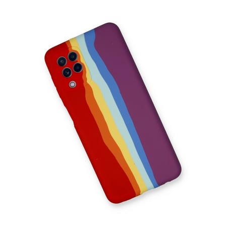 MEPA Najmaddin Samsung Galaxy A22 Kılıf Ebruli Lansman Silikon - Kırmızı-mor Najmaddin
