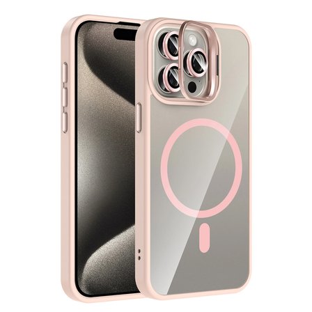MEPA Najmaddin Joko  İphone 14 Pro Max Remim Lensli Magsafe Standlı Kapak - Pembe Najmaddin