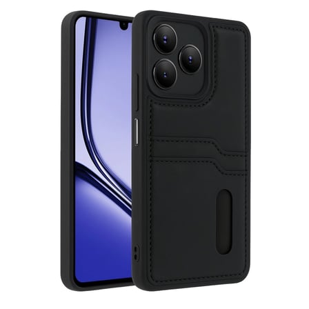 MEPA Najmaddin Realme Note 50 4g Kılıf Sara Kartvizitli Deri Kılıf - Siyah Najmaddin
