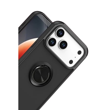 MEPA Najmaddin İphone 17 Pro Max Montreal Yüzüklü Silikon Kapak - Siyah Najmaddin