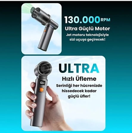 MEPA Najmaddin Violent Turbo Jet Fan Süpürge Özellikli 130000rpm Ultra Güçlü Motor Güçlü Vakum 4000mah Bataryalı F1 Najmaddin