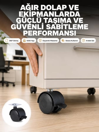 Hepsi Kilitli Mobilya Tekerleği 6 cm 4’lü Kolay Kurulum Najmaddin