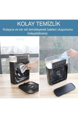 Tedar Taşınabilir Işıklı 5 Spreyli Vantilatör Buzlu Buharlı Vantilatör Mini Fan Nemlendirici Najmaddin