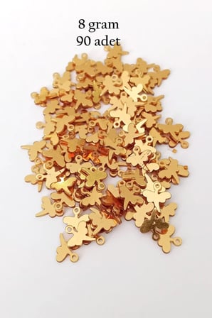 Tedar Oya Abiye Bileklik Kolye Pleksi Metalik Plastik Pul Altın Renk 8 gram 90 adet - BNC495 Najmaddin